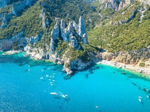 Cala Goloritze, Orosei Gulf, East Sardinia, Italy. High quality photo, aerial view