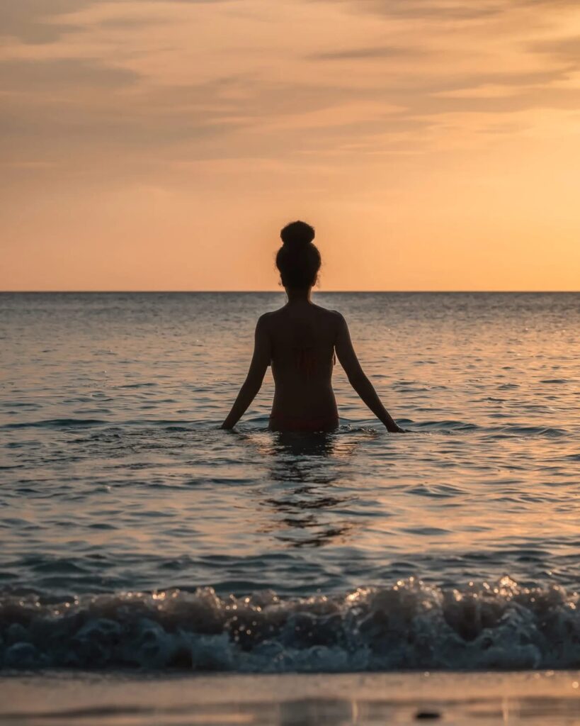 Girl in the sea on Pemba island