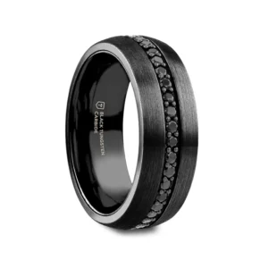VALIANT Black Tungsten Ring with Black Sapphires